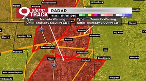 A *TORNADO WARNING* is in effect for portions of Portage County until May 15 7:00PM. If you are in the warned area, get to a basement or interior room with no windows NOW. Tune to 9News WAOW, visit waow.com/weather or open the StormTrack 9 app for more information. | News 9 WAOW