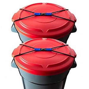 ZONDER® Trash Can Locks | Bungee Cord Outdoor Trash Can Locks for Raccoons Animals | Neat Yard | Bear Garbage Bin Locks - Ease of Use - Durable - Double Pack | 50 Gallons