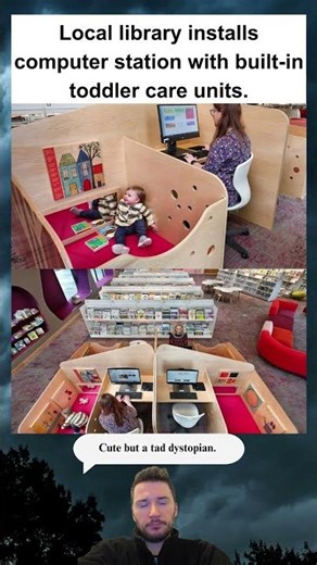 Local Library Installs Computer Stations with Built-In Toddler Care 👶💻