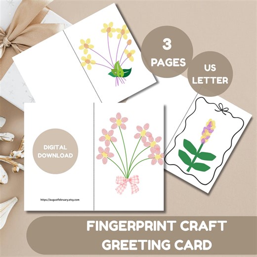 Fingerprint Flower Craft for Kids, Mother's Day Bouquet Craft, Kids Fingerprint Birthday Gift, Daycare Printable - Etsy