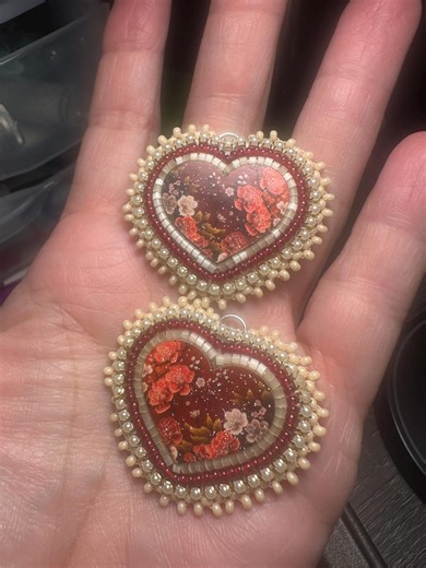 Aboriginal Hand Made Flat Stitch Heart Earrings. - Etsy