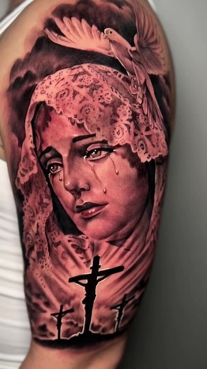 Virgin Crying Tattoo Art by Gus Kalavera