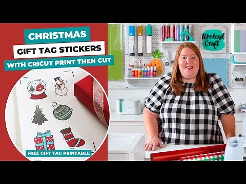 How to make Christmas gift tag stickers with a Cricut using print then cut and printable vinyl.