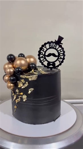 Black & Gold Mustache Theme Cake 🎩✨ | Birthday Cake Design