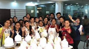 All excited! The students of Super Cakes finish their first cake - a Doll Cake! #SuperCakes | Pankaj Bhadouria Culinary Academy