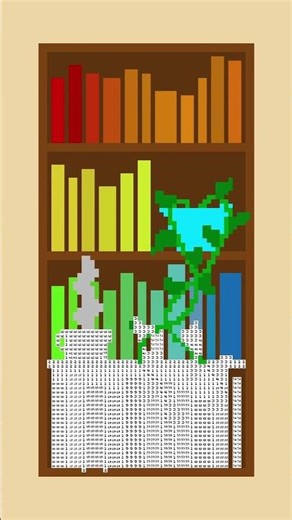 Coloring pixels - cozy bookshelf