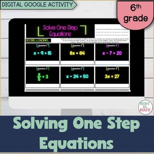 Solving One Step Equations NO PREP DIGITAL Activity 6th Grade