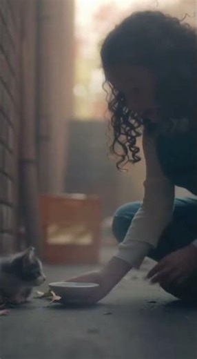 “The Little Girl Who Saved a Scared Street Kitten 🐾💖”