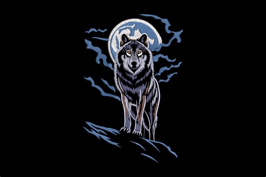Mystic Wolf in Moonlight Machine Embroidery Design, Wilderness Lone Wolf, 4 Sizes, Instant Download - Etsy UK