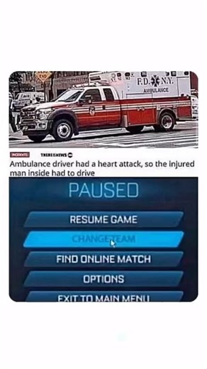 Goofy Explains on Instagram: "Goofy here to explain the meme! . . So here we have an image of a news article talking about how the driver of an ambulance suffered from a heart attack so that the man inside it who was injured was forced to drive it. The bottom half of the meme then shows an image with text that says “change team.” This is the meme saying that both the driver and the injured man “switched teams” in this article because the one who was hurt now is the driver, and the one who was th
