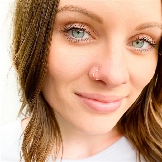 18K Solid Gold Nose Ring, Continuous Hoop, 24g, 22g, & 20g - Etsy