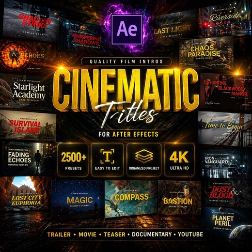 After Effects Cinematic Titles Pack | 33 Film Intro Templates AE | Customizable Movie Titles - Etsy