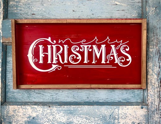 Rustic Farmhouse Merry Christmas Sign, Weathered Wood Decor (21x11x1.75) - Etsy