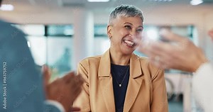 Applause, support and thank you with business people in office together for bonus or promotion. Celebration, congratulations and success with employee team clapping at work for deal or motivation