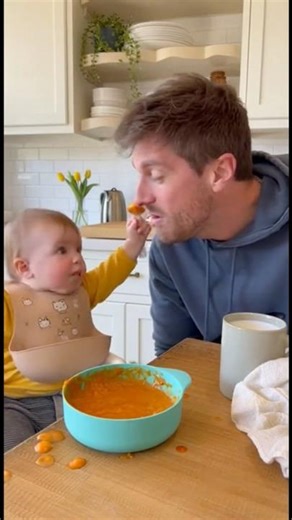 Cute Baby Feeds Dad🥺 #baby