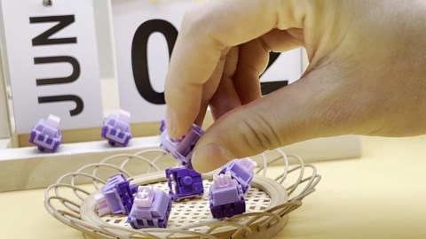 FKZ Lavender Purple Keyboard Linear Switch,3 Pin PCB Mount Pre-Lubed Creamy Switches with Dustproof POM Stem Compatible with Cherry MX Keycaps for Mechanical Gaming Keyboard (110pcs-Set)