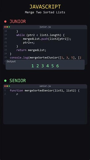 Merge Two Sorted Lists - JavaScript #shorts