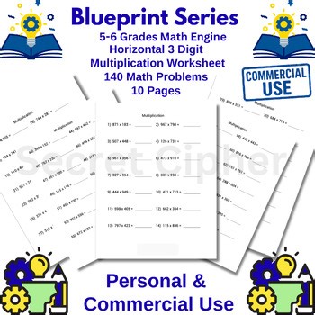 Blueprint Lab: 3-Digit Horizontal Multiplication Engine | 140 Problems | 10 Page