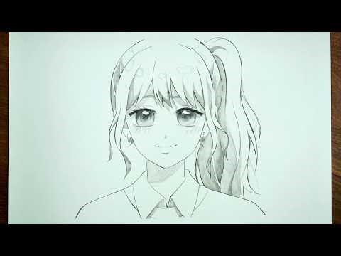 How to Draw a Cute Anime Girl with High Ponytail | Easy Pencil Sketch