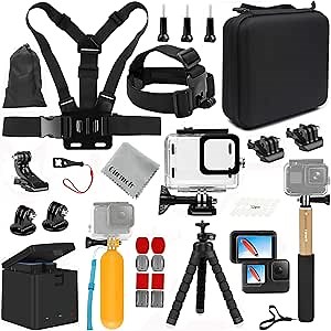 Gurmoir Accessories Kit with 2Battery and Charger for Go Pro 12 11 10 9 Camera, Top 10 Essential Accessories Bundle Compatible with GoPro Hero 12 Hero 11 Hero 10 Hero 9 Black