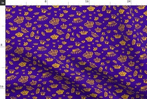 Royal Fabric - Royal Crowns - Gold on Purple by Lavaguy - Queen King Upholstery Fabric Cotton Fabric by the Yard With Spoonflower - Etsy