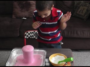 Multi Color Volcano Eruption Preschool science Experiment- science experiments for kids