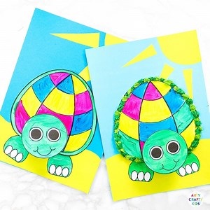 BOBBLE HEAD TURTLE CRAFT https://www.artycraftykids.com/craft/printable-3d-turtle-paper-craft-for-kids/ | Arty Crafty Kids