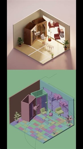 A collection of my Animated Rooms #3danimation #b3d #blender3d