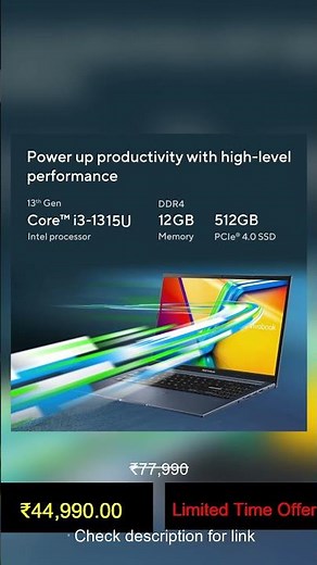 🔥 ASUS Vivobook 15, Smartchoice,Intel Core i3 13th Gen 1315U, 12GB RAM, 512GB SSD, FHD 15.6", Win 11