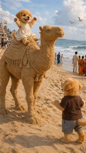 Puppy making camel for his sister #shorts #puppy