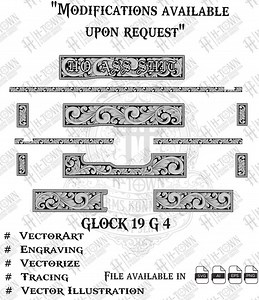 GLOCK 19 Gen 4 Engraving Scroll Vector | Ornamental Grip Design | Full Slide Svg Png AI EPS | Custom Laser Template - Etsy