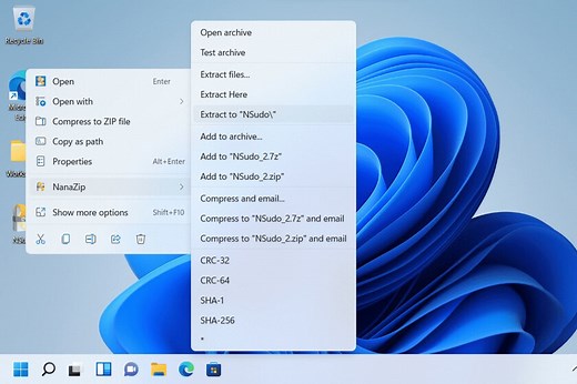 NanaZip es un fork moderno de 7-Zip que sí se integra en el nuevo menú de click derecho en Windows 11