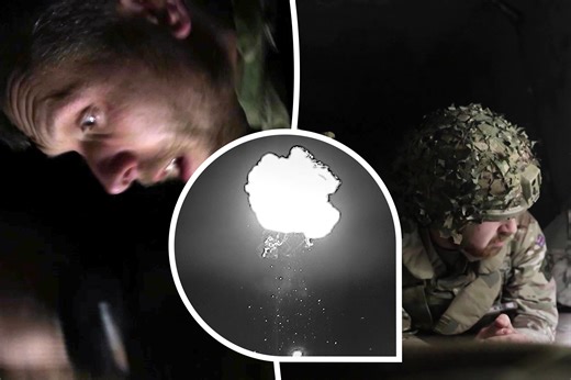 Terrifying footage shows British troops taking cover from drone attack