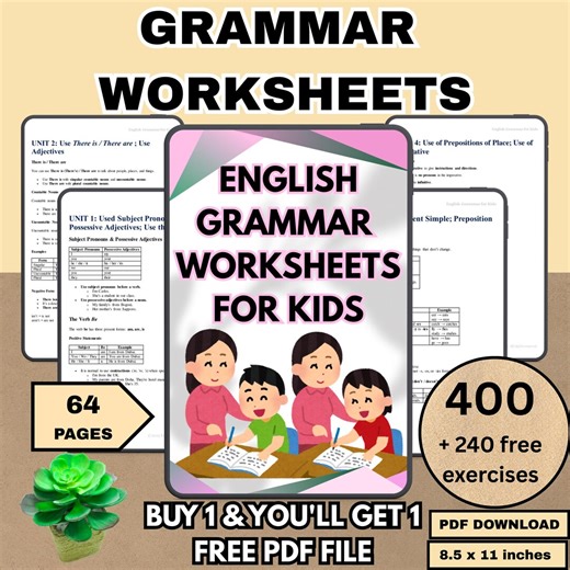 English Grammar Practice for Kids: Beginner ESL Practice With Answer Keys (printable Worksheets) - Etsy
