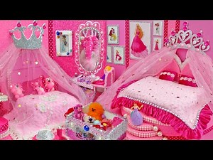 Build Pink Disney Princess Dollhouse ~ Barbie Doll Dress up ~ Miniature Makeup