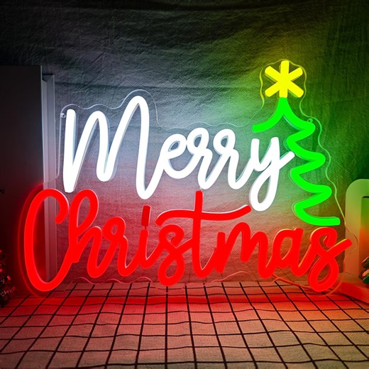 Customized Merry Christmas LED Neon Sign Christmas Acrylic Neon Light Merry Christmas Light up Sign for Xmas Party Wall Gifts
