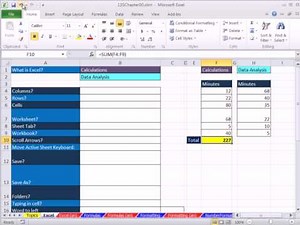 Excel 2010 Business Math 01: Intro To Excel: Ribbons, QAT, Worksheets, Workbooks, Calculations