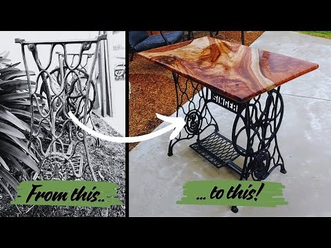 Making a wood and Resin top for an old SINGER sewing machine base