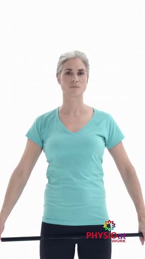 Shoulder abduction in standing - self-assisted Horizontal shoulder abduction is a great way to strengthen your shoulder and upper back muscles. Targeting these muscles helps promote good posture, and strengthening these muscles helps avoid injuries while doing everyday activities such as lifting or reaching. ✅Hold a stick in both hands and hold it in front of you. ✅Push across your body with your good arm, lifting your affected arm out to the side. ✅Be careful not to hunch your shoulders up or t