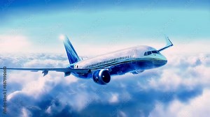 Beautiful plane over the depths of the ocean – AI animation, 4k video