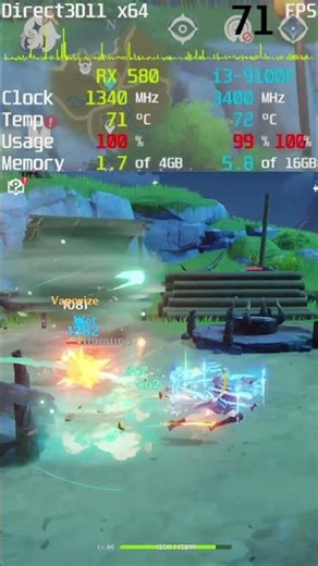 Genshin Impact on RX 580 Benchmark #shorts