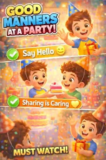 Good Manners at Party 🎉✨ (Kids Must Watch!) #shorts #parenting #goodhabits