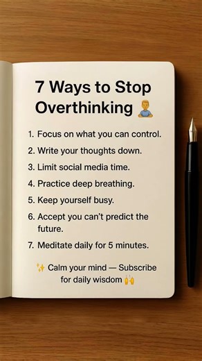 7 Ways to Stop Overthinking 🧘‍♂️.#Overthinking #MentalHealth #USA #SelfImprovement #CalmMind