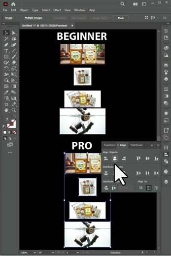 Beginner VS Pro Artist. Adobe Illustrator alignment hack #illustrator #design #shorts