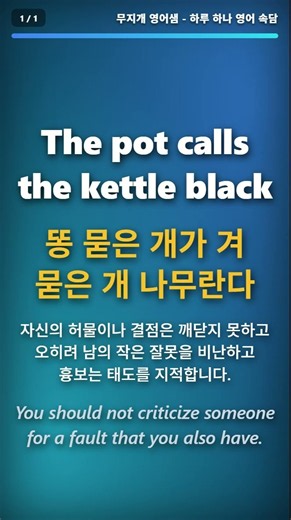 🌈 One English Proverb a Day 063: [The pot calls the kettle black]