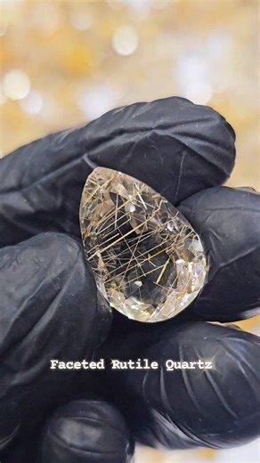 Labradorite King 👑 on Instagram: "Finely faceted rutilated quartz, where golden rutile inclusions create drama inside a crystal. Beauty defined by nature, not flaws! #Gemstone #rutilequartz"