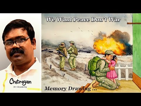 How To Draw A War Scene Step by Step | We Want Peace Don’t War Drawing Watercolor | Russia | Ukraine