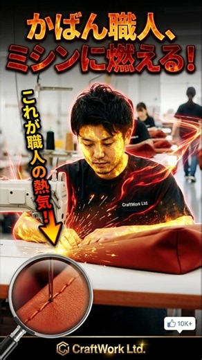 かばんは工業用ミシンじゃないと無理！？職人のガチ縫製が凄すぎた。初めてのオリジナルバッグもクラフトワークに相談すればあなたもプロのデザイナーになれる！続きはWEBへ！ #オリジナルバッグ #国内生産