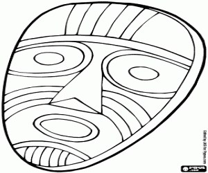 African mask coloring page printable game