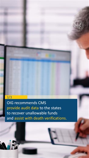 A new HHS-OIG audit found that from July 2021 to June 2022, state #Medicaid programs made an estimated $207.5 million in capitation payments to managed care organizations for enrollees who were already deceased. These payments were unallowable and could have been prevented with better data matching and oversight. CMS is recommended to: * Share matched T-MSIS and SSA Death Master File data with states to help recover improper payments * Ensure states implement quarterly death checks as required b